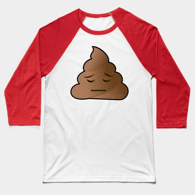 Pensive Poop Emoji Baseball T-Shirt by TT40Art